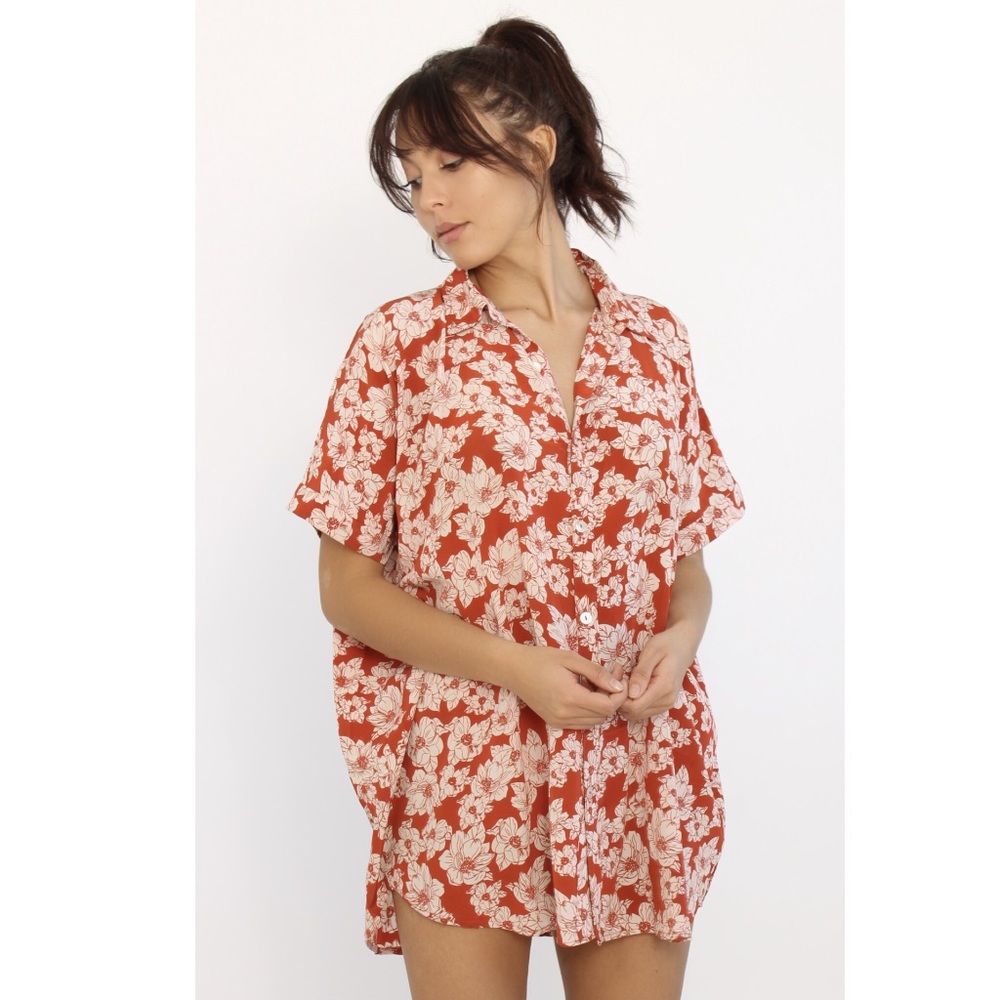 ACACIA Mombasa shirt dress in Rust Magnolia